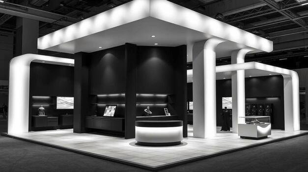Exhibition floor with illuminated centrepiece